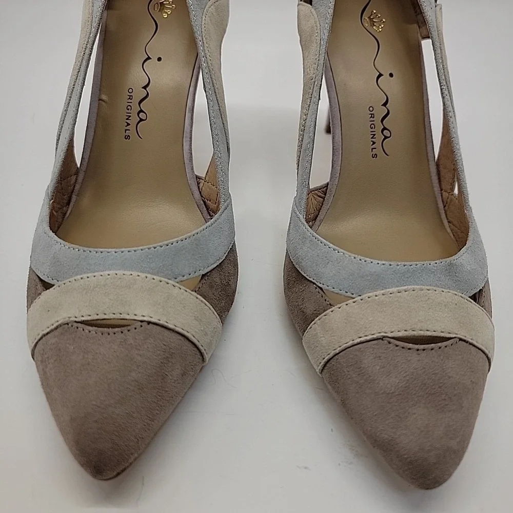 Nina Originals Agenda Suede Pastel Color Block Cut Out Heels US Size 10 Pretty